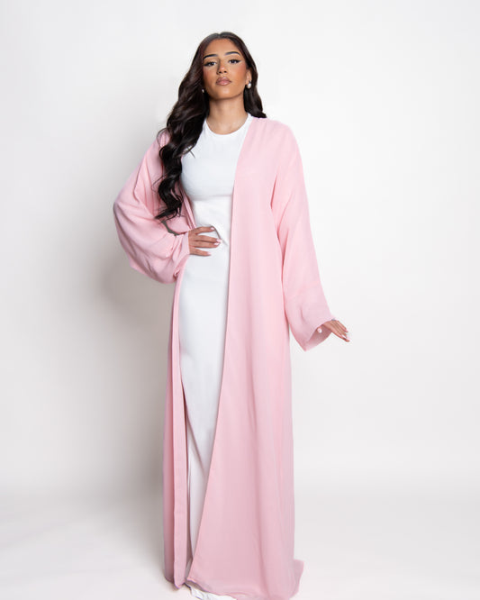 Pink open chiffon abaya