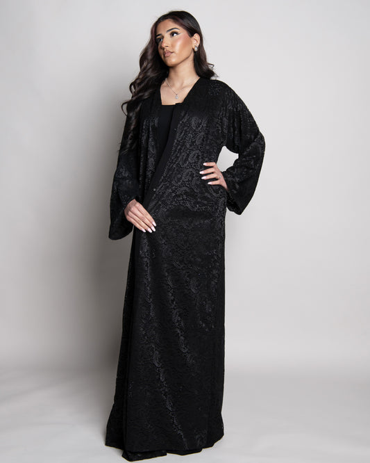 Black full lace glitter abaya